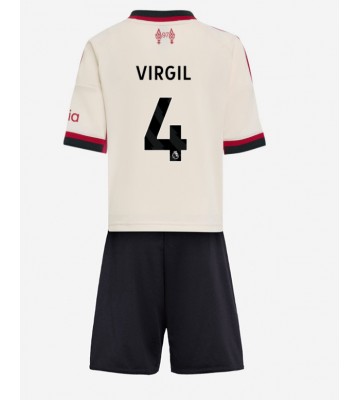 Liverpool Virgil van Dijk #4 Segunda Equipación Niños 2025-26 Manga Corta (+ Pantalones cortos)